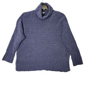 Aerie Chenille Turtleneck Sweater Womens Small Blue Purple Oversized Knit Cozy